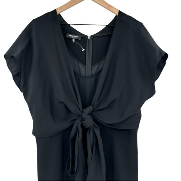 Lafayette 148 Office Cocktail Tie Front Silk Sheath Dress - Black - Size 10 - Picture 4 of 7